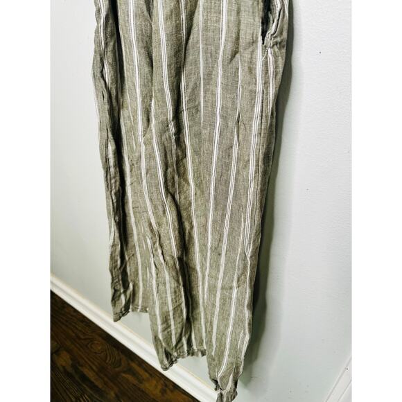 MADEWELL Green Stripe 100% Linen Sweetheart Neckline Campbell Jumpsuit Size 8 - Picture 11 of 16